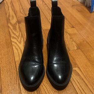 Treasure & Bond Black Crocodile Pattern Ankle Boots